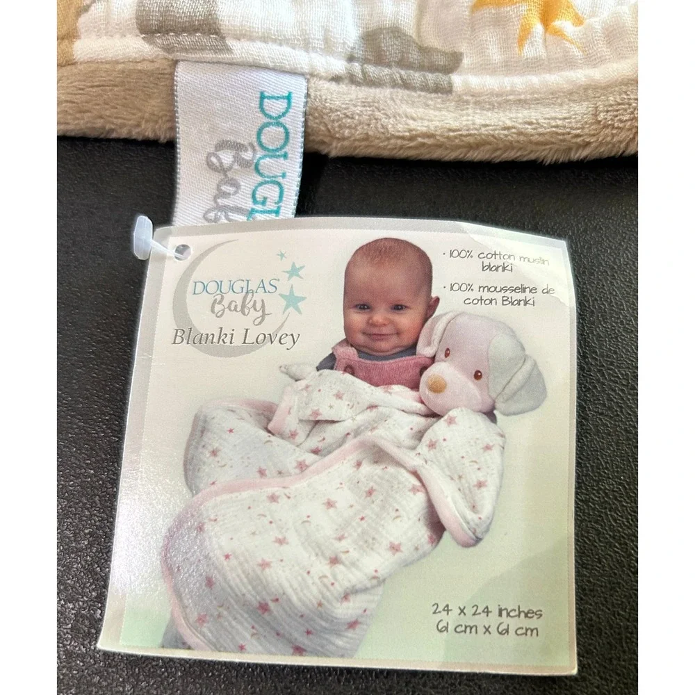 Douglas Baby Stanley Sloth Blanki Lovey White Brown Cotton Muslin Cuddly Blanket